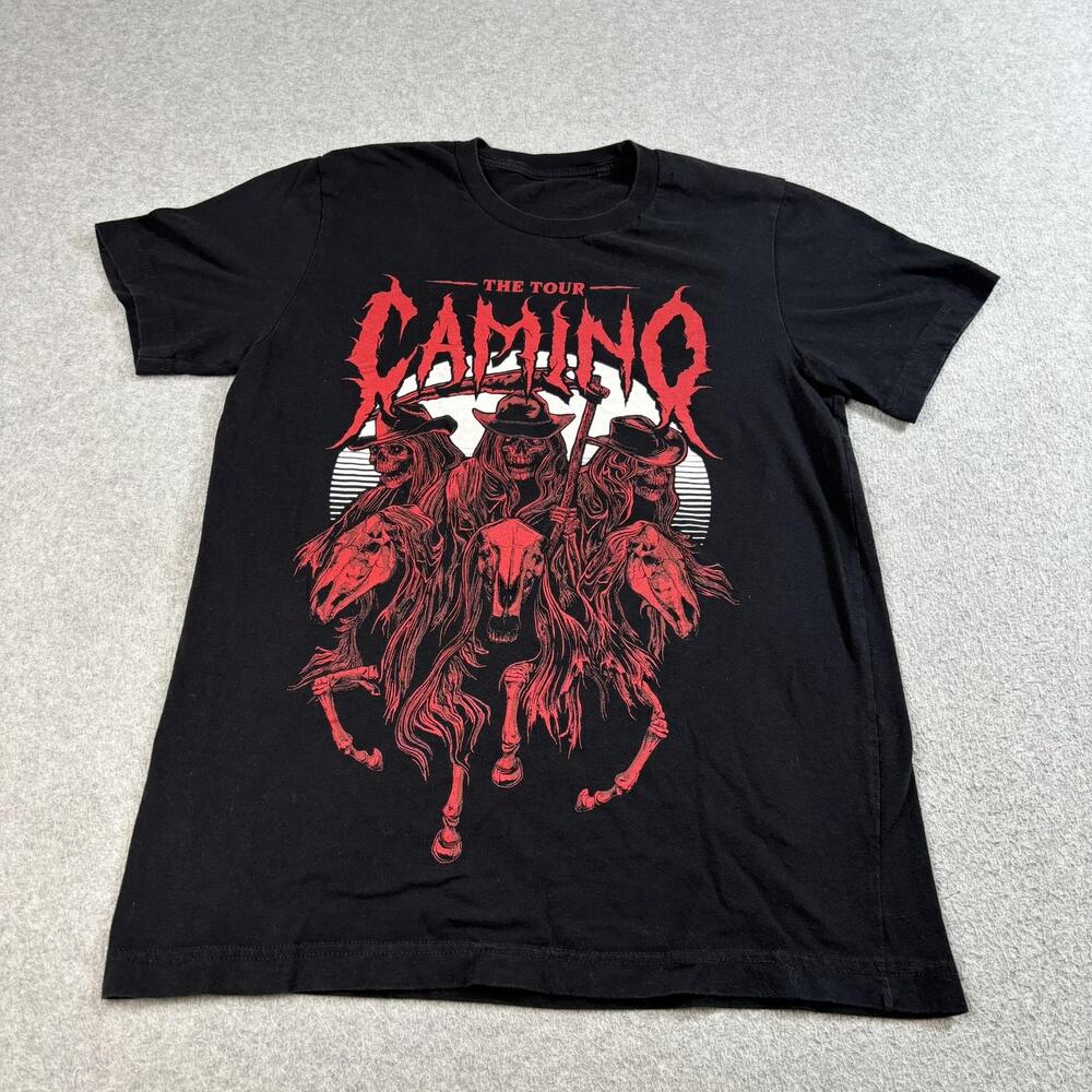 The Band Camino Shirt Mens Medium Black Skeleton Concert Graphic Tee Rock Music